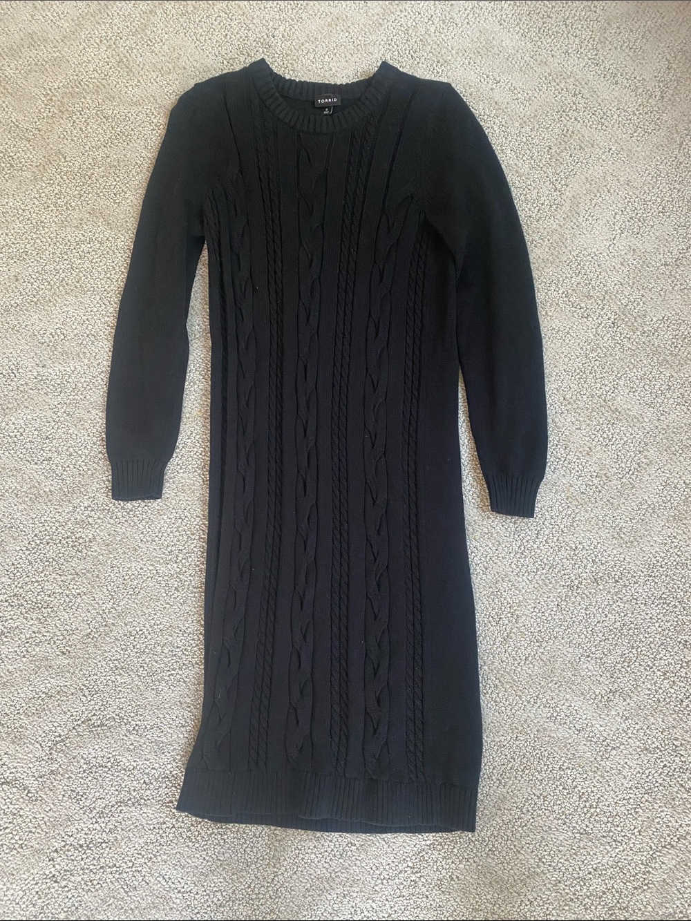 torrid Black Cable Knit Long Sleeve Midi Dress
